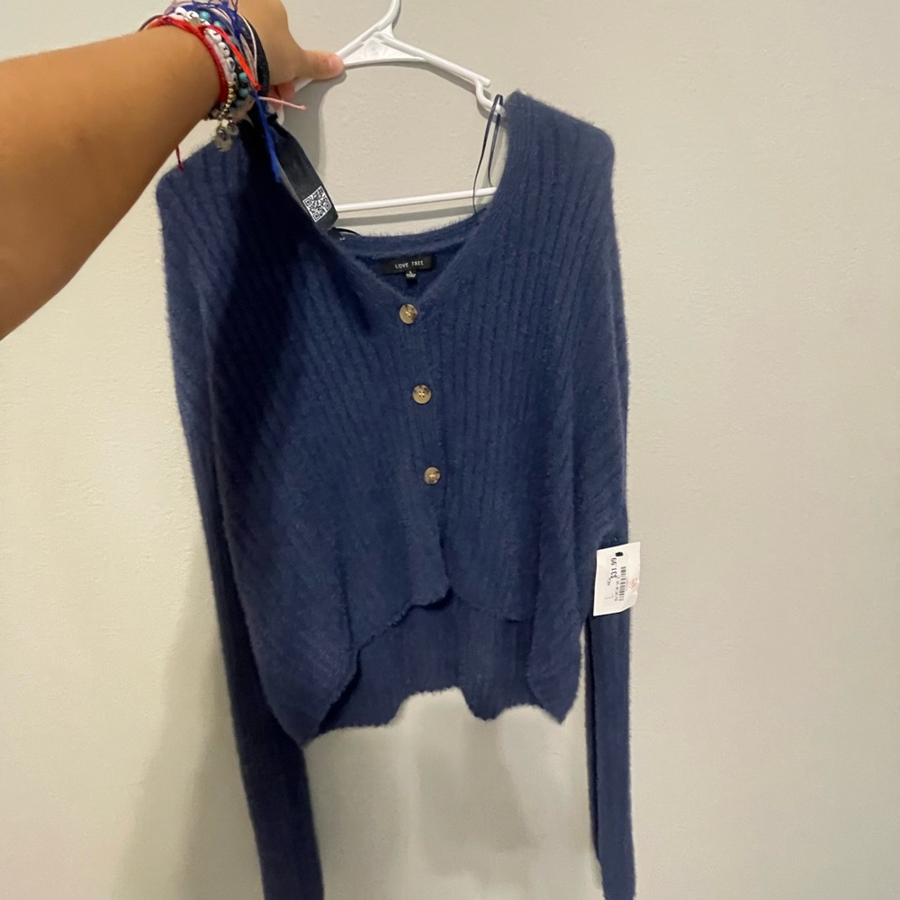 Dark Blue Furry Cardigan